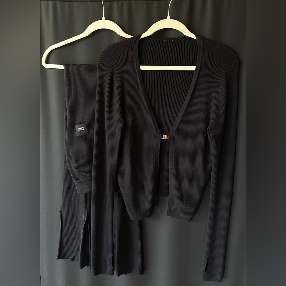 ALO Yoga Black Ribbed Cardigan - Picture 5 of 13